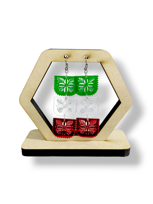 Aretes Papel Picado Tricolor