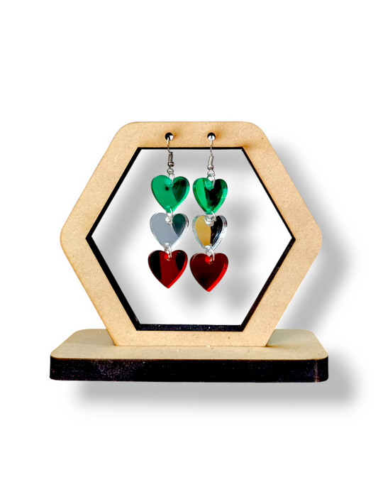 Aretes Corazón Tricolor