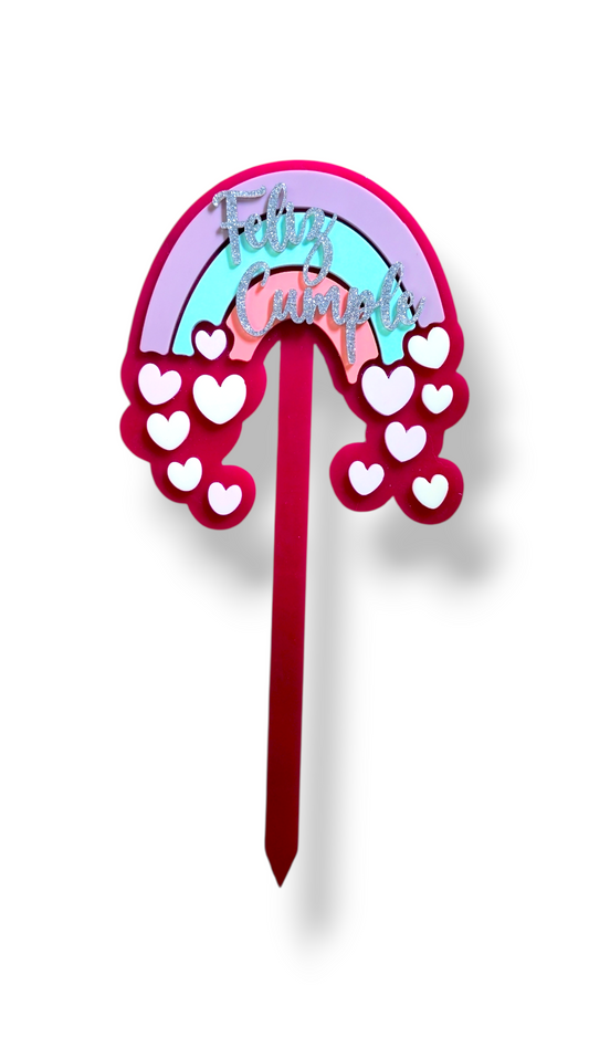 Cake Topper Arcoiris Glitter