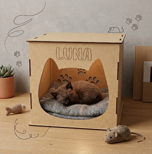 Cubo Modular Felino · Refugio y Rascador Personalizable