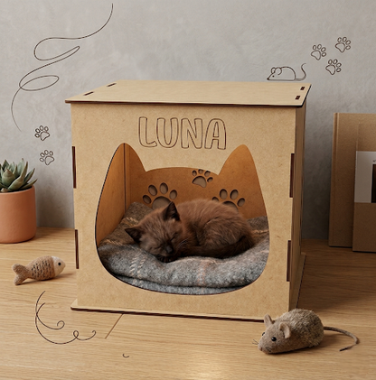 Cubo Modular Felino · Refugio y Rascador Personalizable